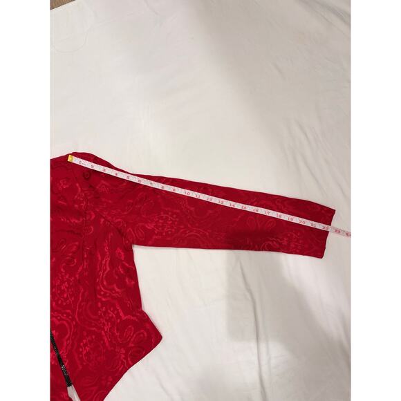 Jessica Howard 1980’s Women’s Red Damask Jacquard Zip Jacket Sz 6 - Picture 4 of 6